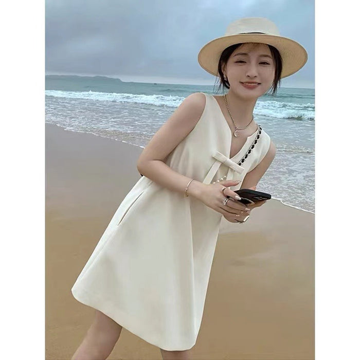 French Style Temperament Fairy Dress Hepburn Style Sleeveless Sling Back