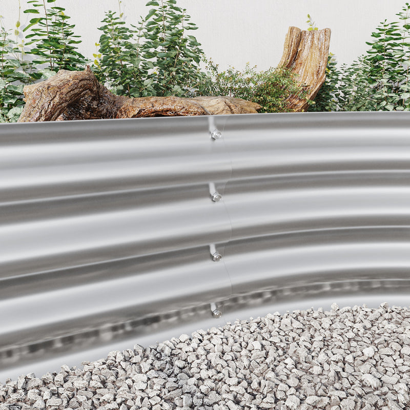 Raised Garden Bed Outdoor Oval Large Metal Planter Bed - Silver