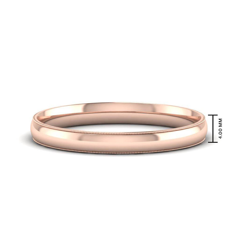 4 mm Comfort Fit Wedding Band Milgrain Edge