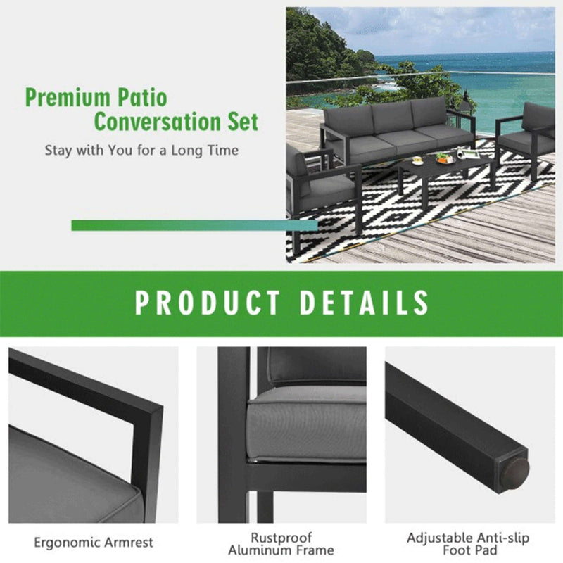 Premium Outdoor Aluminum Furniture Set For Backyard & Poolside, 4PCS (SAK73532)