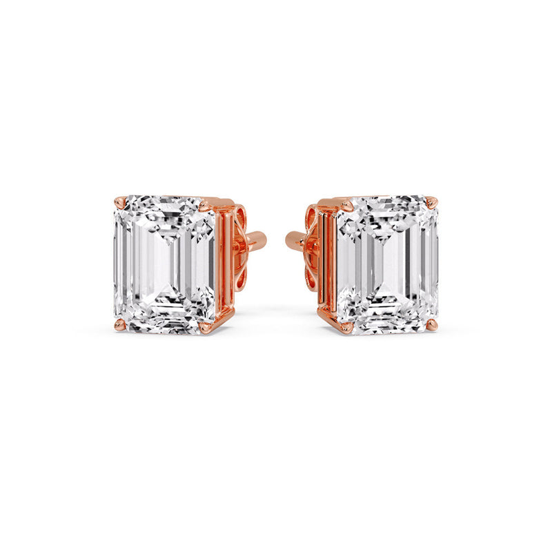 Certified Emerald Cut Diamond Solitaire Stud Earrings