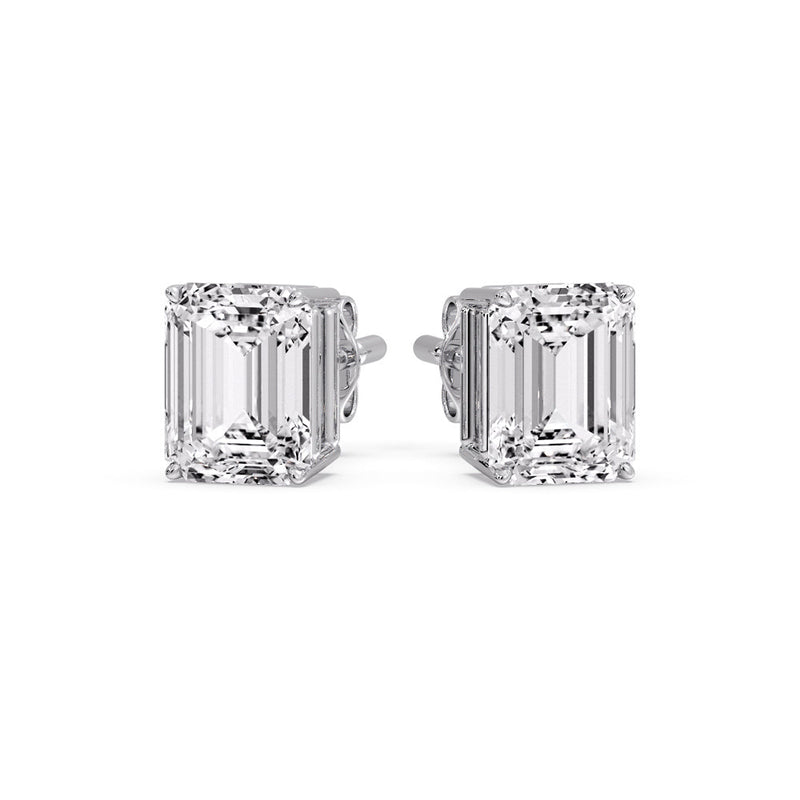 Certified Emerald Cut Diamond Solitaire Stud Earrings
