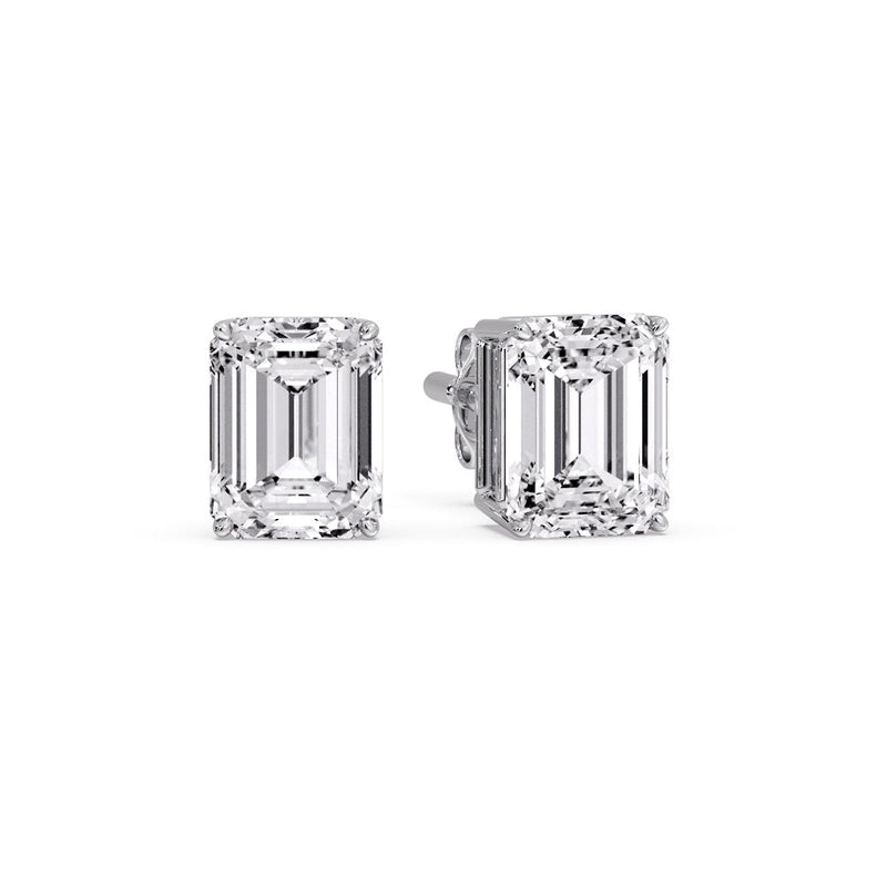 Certified Emerald Cut Diamond Solitaire Stud Earrings