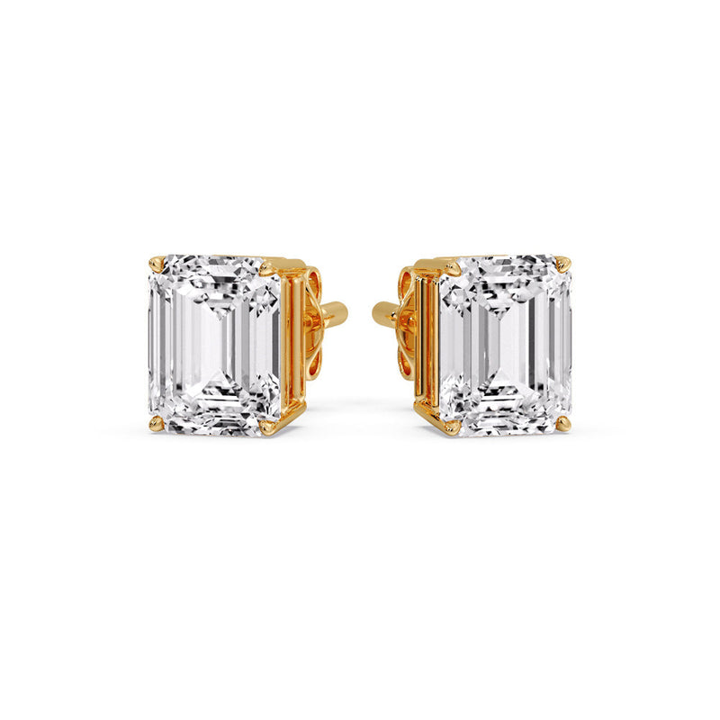 Certified Emerald Cut Diamond Solitaire Stud Earrings