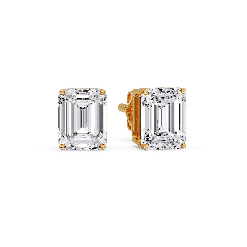 Certified Emerald Cut Diamond Solitaire Stud Earrings