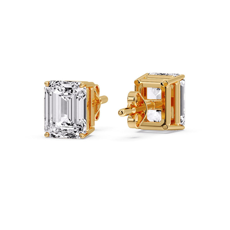Certified Emerald Cut Diamond Solitaire Stud Earrings