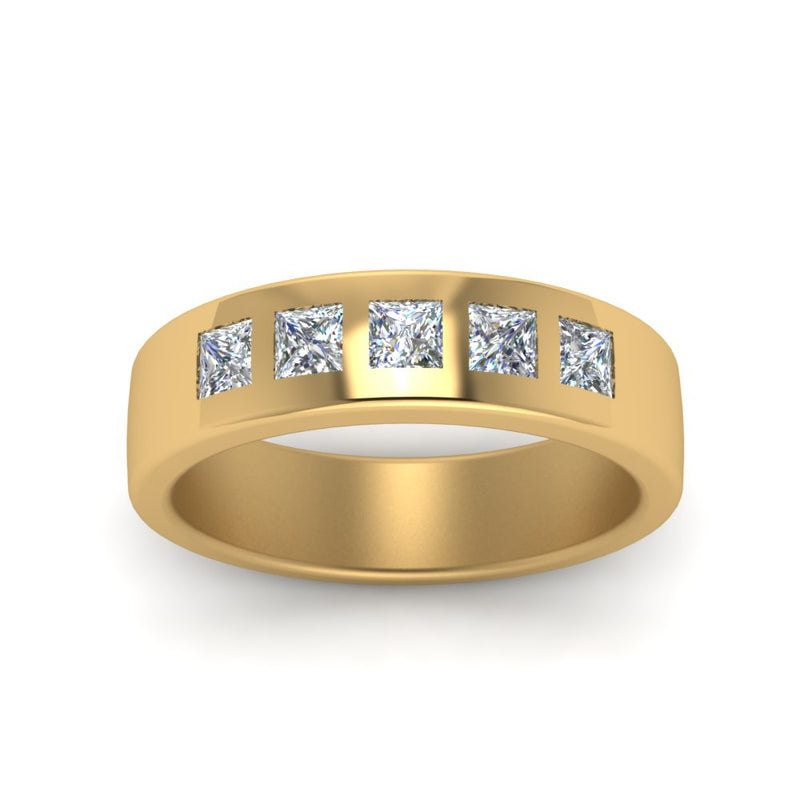 Flat Flush Set Mens Wedding Band