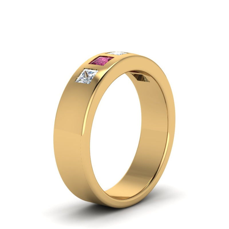 Flat Flush Set Mens Wedding Band