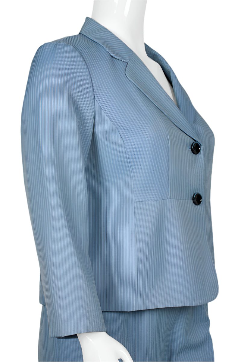 Evan Picone Notched Collar Two Button Long Sleeve Twill Pants Set (Plus Size)