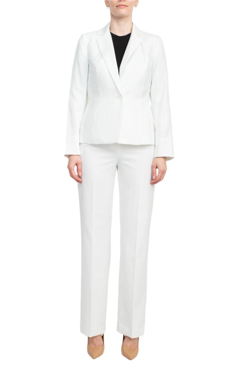 Le Suit Notched Collar 1 Button Jacket with Button Hook Zipper Closure Pants (Two Piece Set)