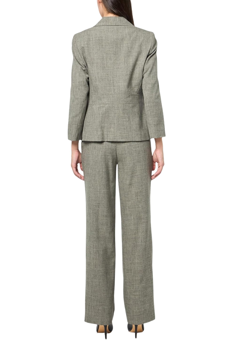 Le Suit Standard Notch Lapel Two Front Button Closure Blazer and Straight-Leg Trousers Pantsuits