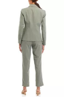 Le Suit One-Button Suit Jacket Long Sleeves and Seam Pockets Trouser Pantsuits