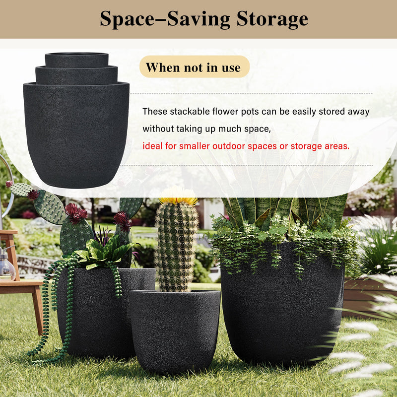 U_Style Lightweight Matte Textured MGO Flower Pot Set of 3