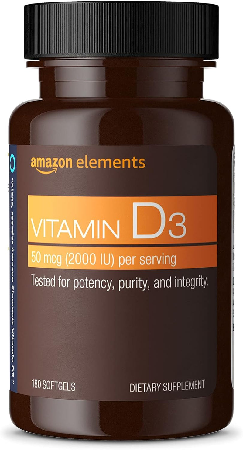Vitamin D3, 2000 IU, 180 Softgels, 6 Month Supply (Packaging May Vary), Supports Strong Bones and Immune Health