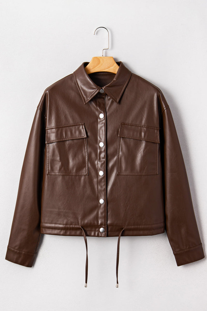 Mila Drawstring Hem Leather Jacket