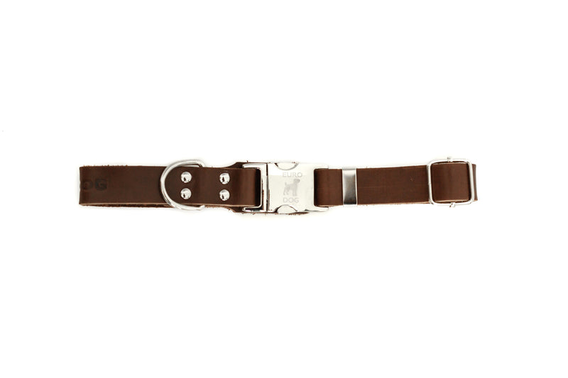Modern Style Quick-Release Chocolate Leather Dog Collar