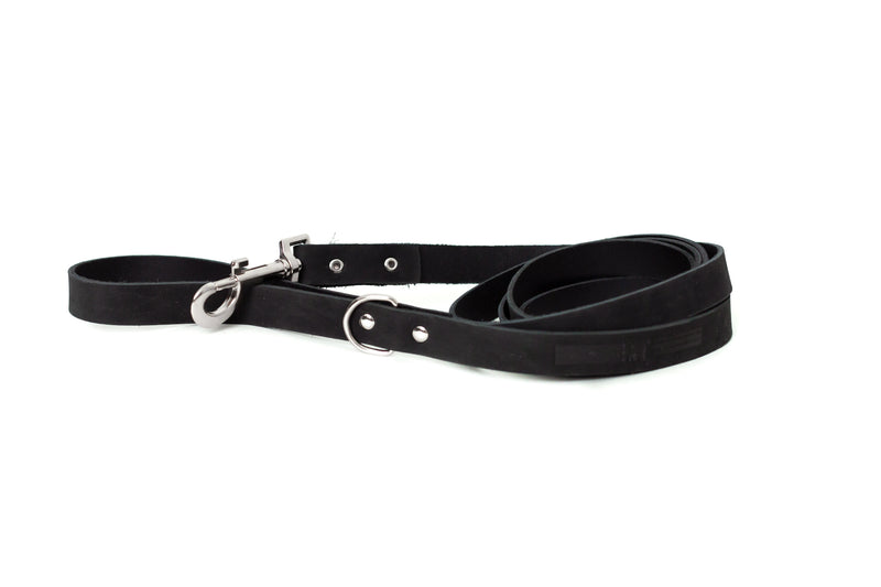 Modern Style Midnight Black Leather Leash
