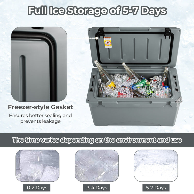 50 QT Rotomolded Cooler Insulated Portable Ice Chest with Integrated Cup Holders