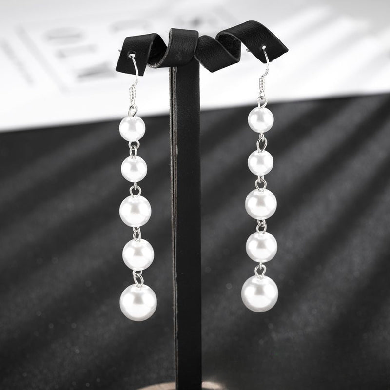 Imitation Pearl Pendant Dangle Drop Earrings