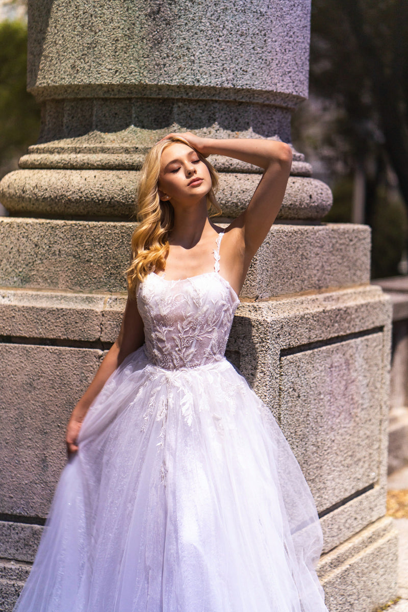 Lara 51042 - Sheer Bodice Lace Bridal Ballgown OUTLET