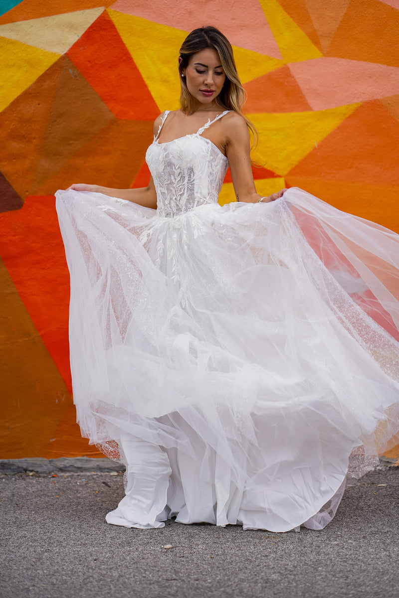 Lara 51042 - Sheer Bodice Lace Bridal Ballgown OUTLET