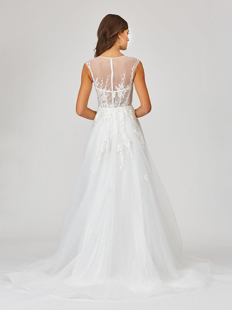 Sheer Bodice Lace Bridal Gown OUTLET