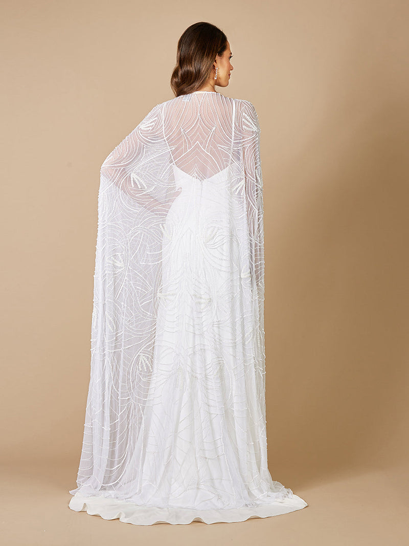 Lara Gracie Full Length Beaded Tulle Cape