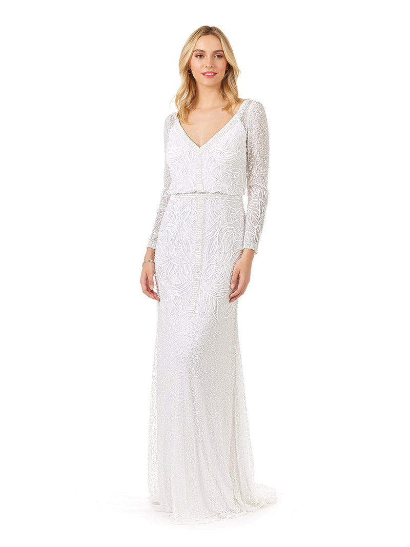 Lara Grant Long Sleeve Beaded Wedding Dress