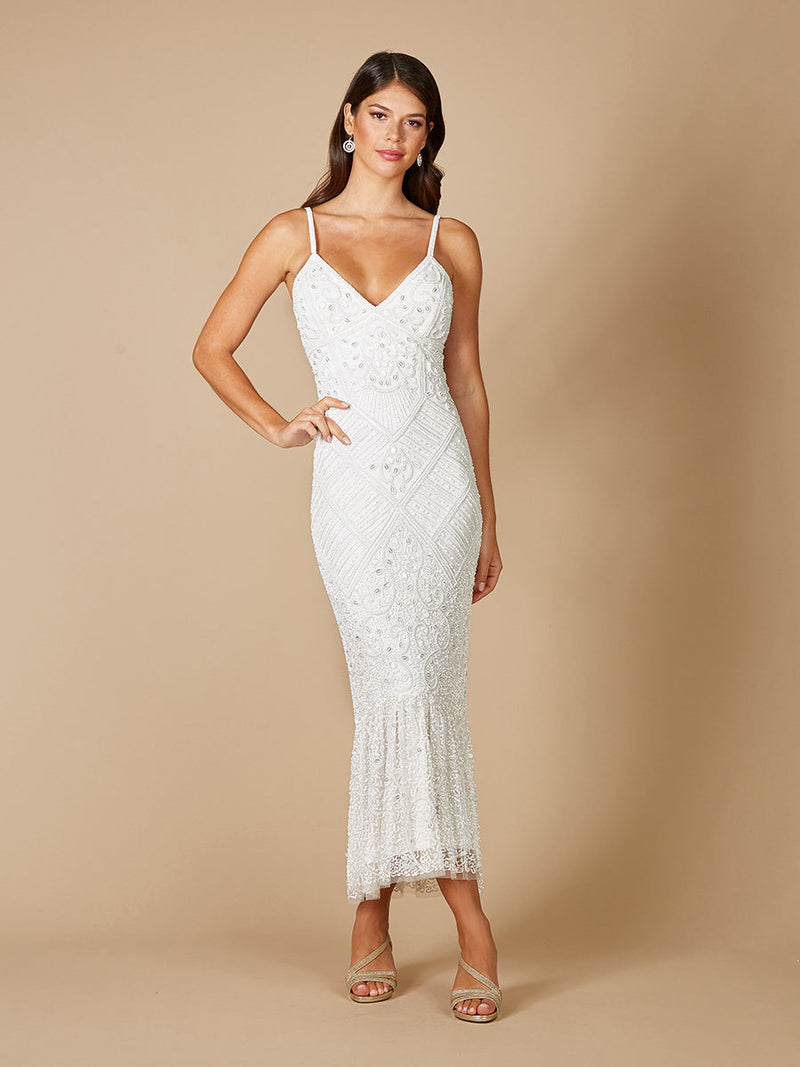 Lara Fae V-Neck Spaghetti Strap Wedding Gown