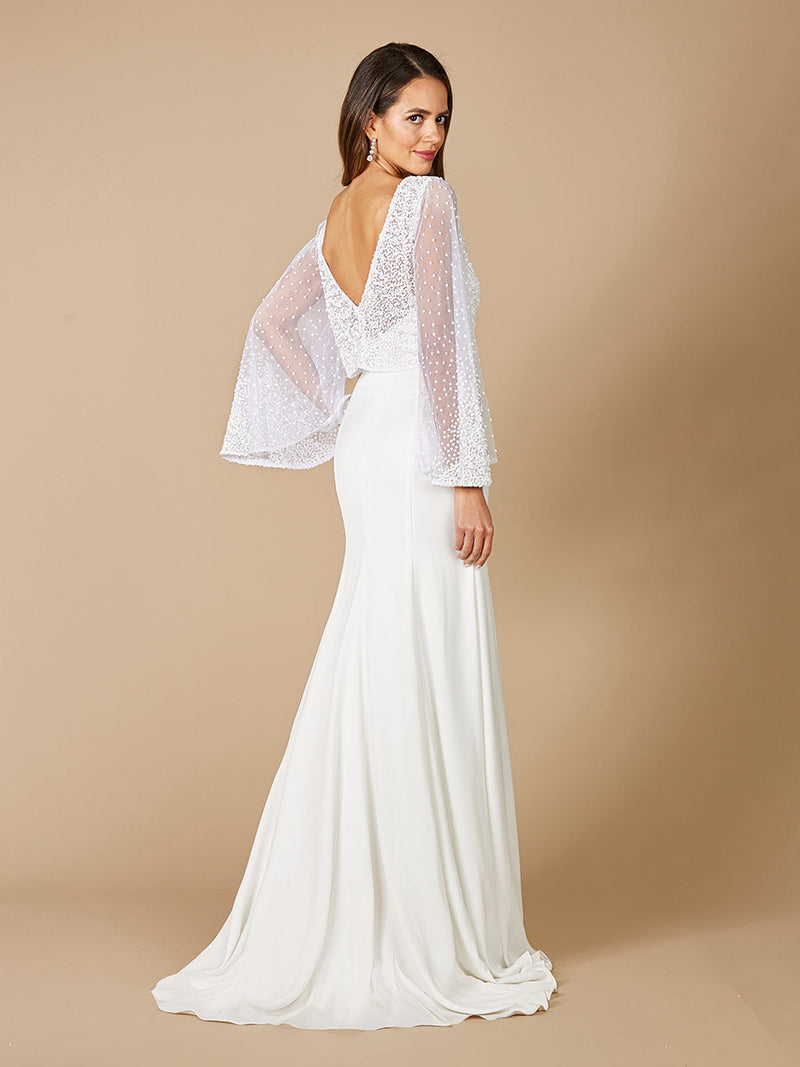 Lara Grace Beaded Long Sleeve Bridal Capelet Top