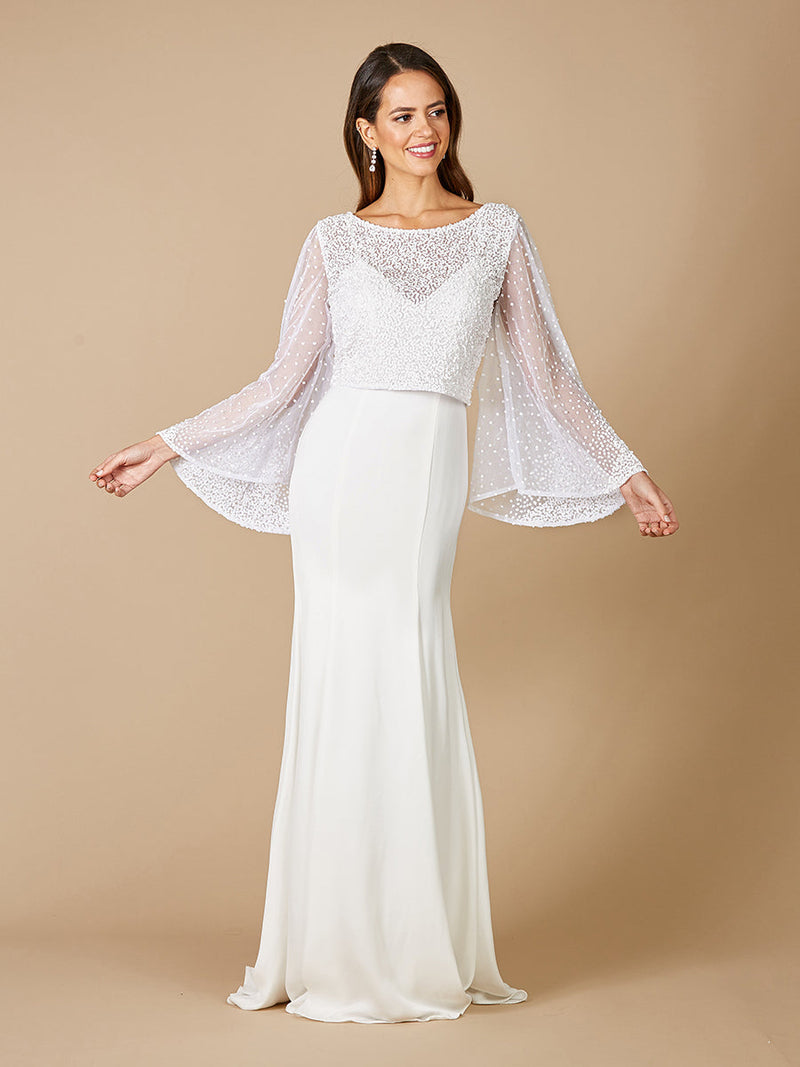Lara Grace Beaded Long Sleeve Bridal Capelet Top
