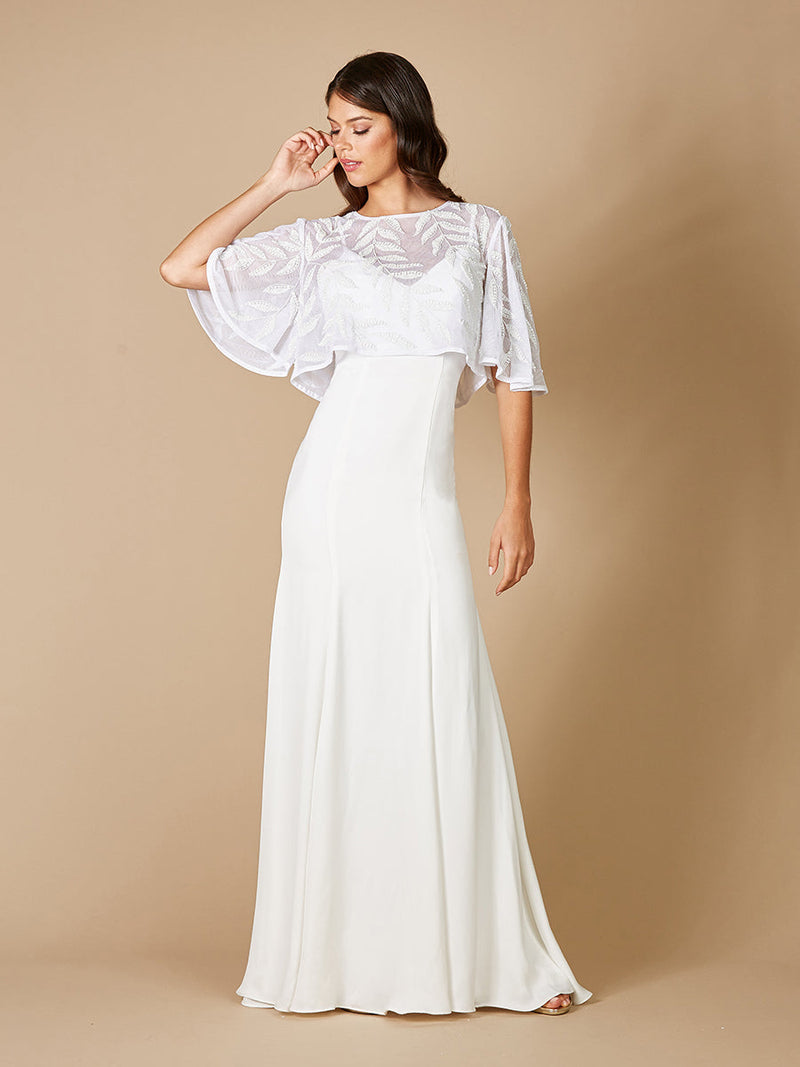 Gilly Boho Beaded Pull-On Bridal Capelet