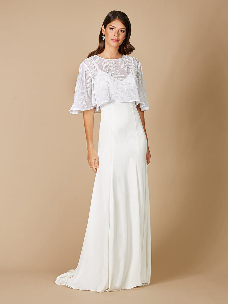 Gilly Boho Beaded Pull-On Bridal Capelet