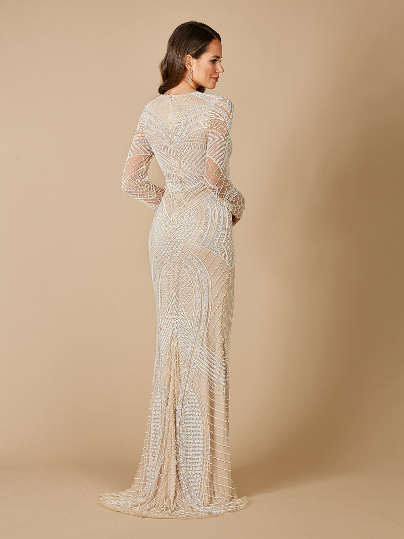 Haley Beaded Dress Nude/Ivory Bridal