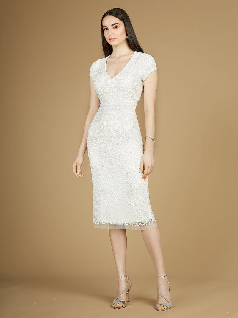Cap Sleeve Midi Bridal Gown
