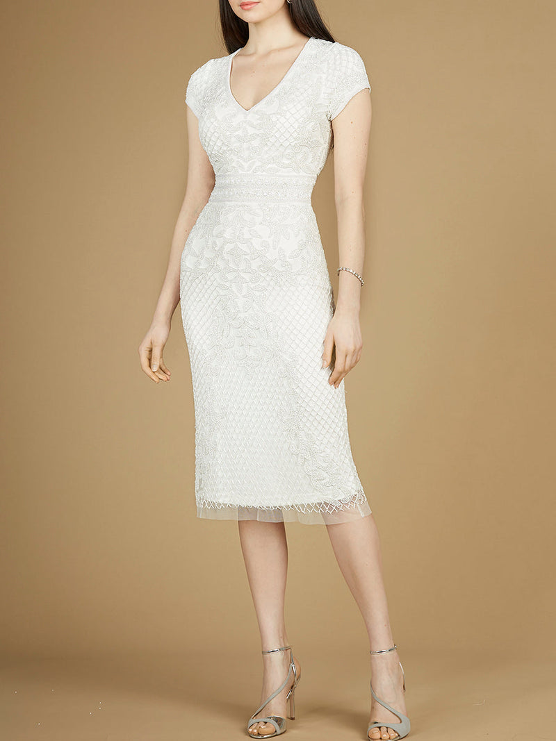 Cap Sleeve Midi Bridal Gown