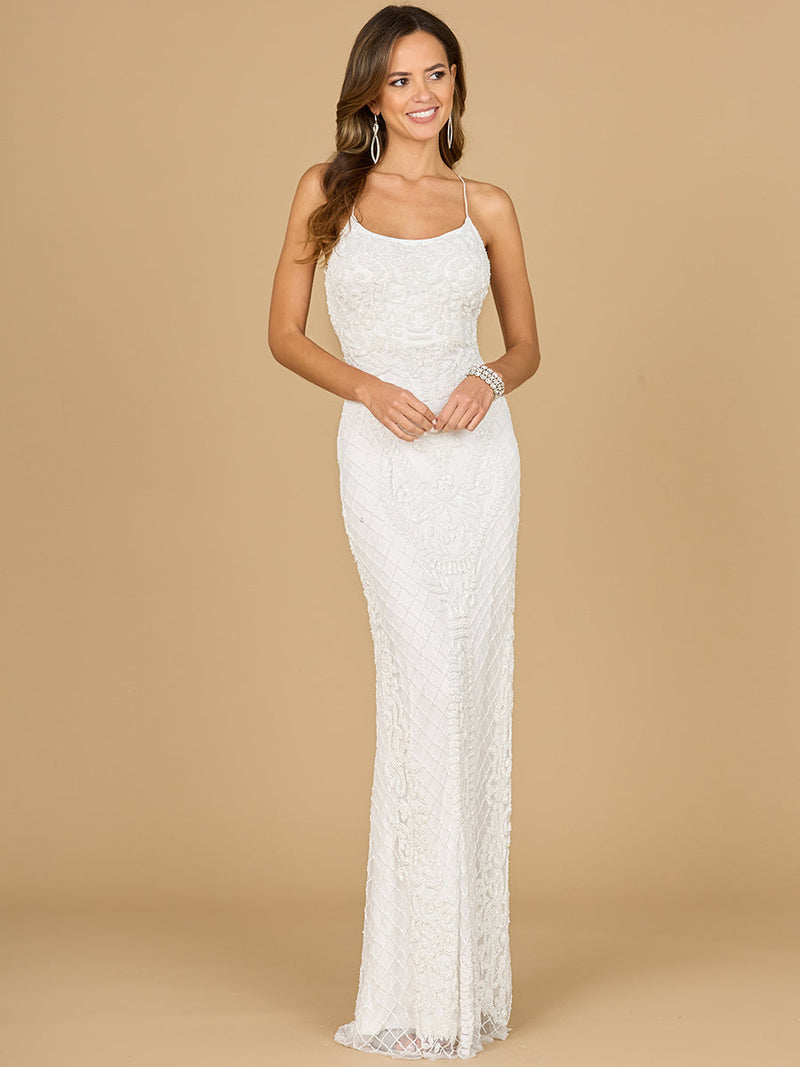 Scoop Neck, Open Back Beaded Bridal Gown