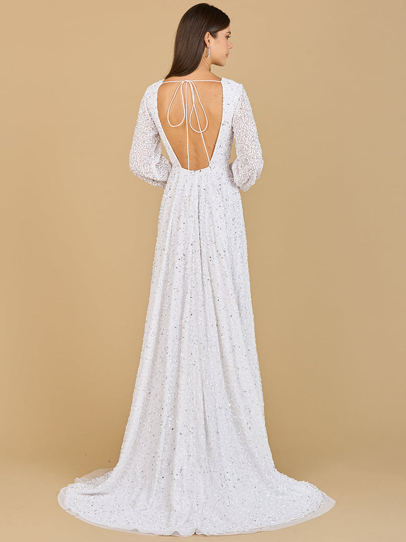 Long Sleeve, Beaded A-Line Bridal Dress