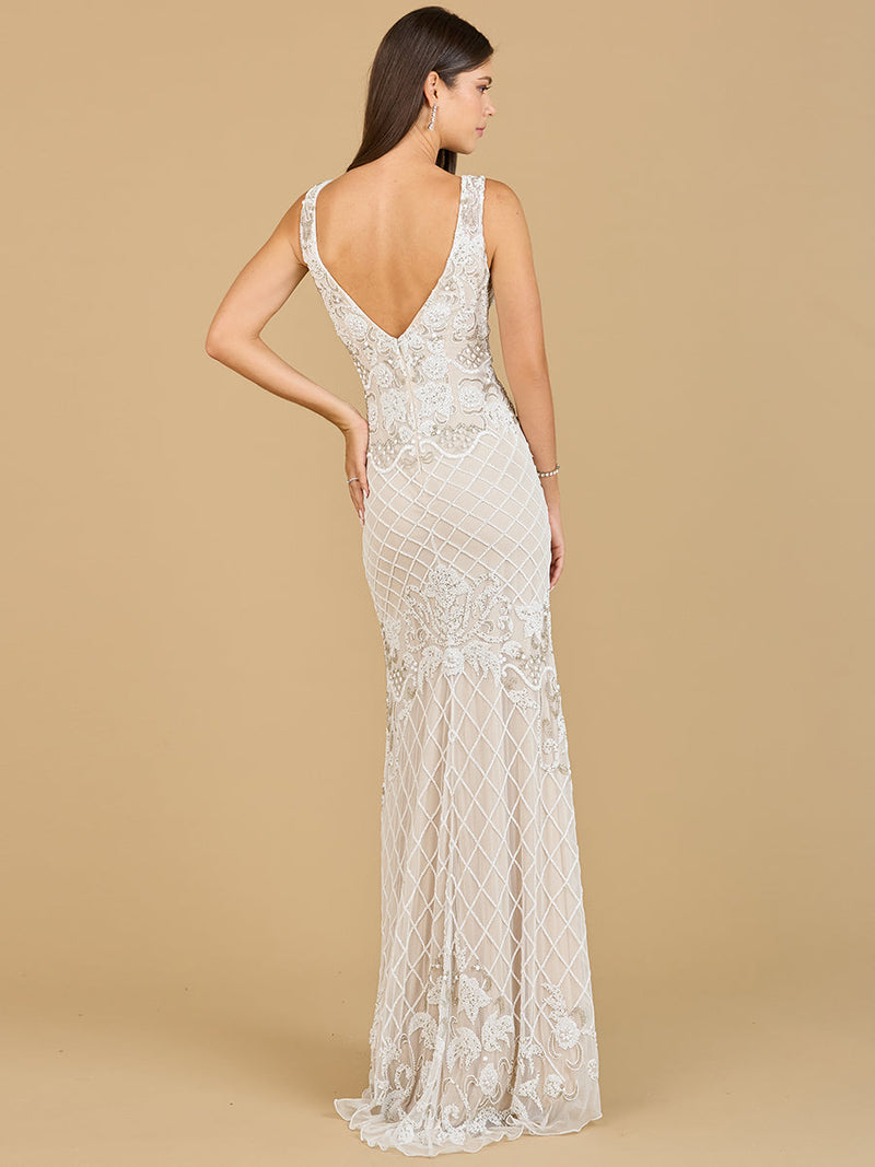High-Neck Sleeveless Wedding Gown