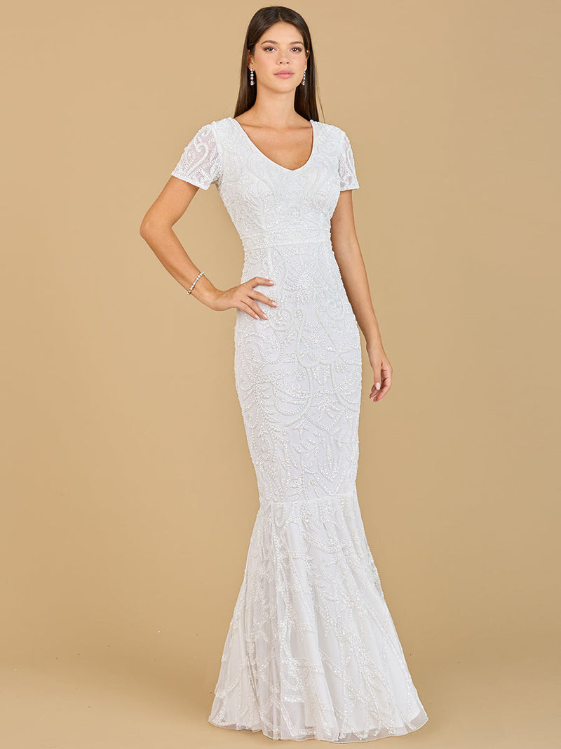 Cap Sleeve Beaded Wedding Gown