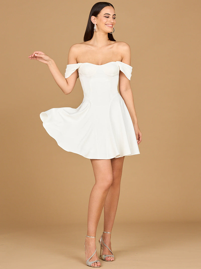 Off Shoulder, A-line Bridal Short Dress