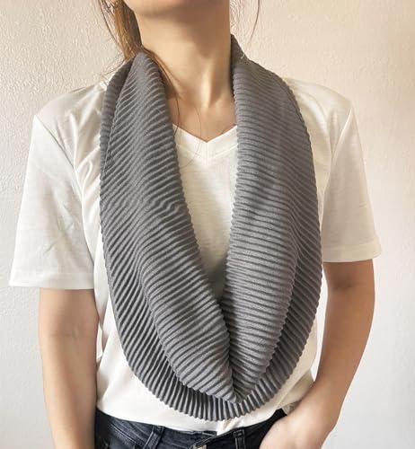 stylesilove Women Crinkle Pleated Square Scarf Solid Color Neckerchief Soft Bandana Small Shawl Neck Wraps for All Season