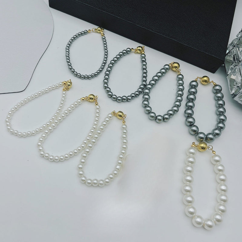 Glass Pearl Bracelet Woman Magnet Clasp