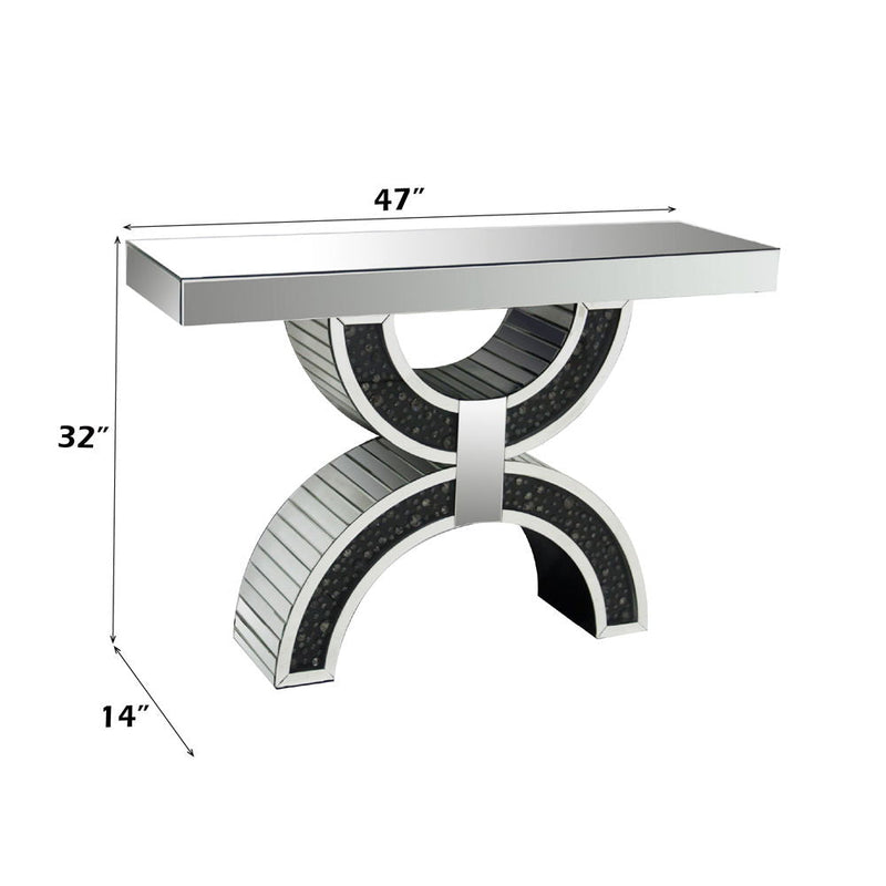 Nysa - Console Table With Faux Crystals - Mirrored