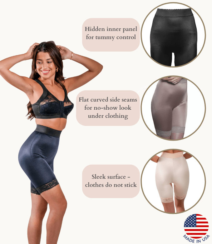 Style 518 | High Waist Light Shaping Bike Short | Satin 4-Way Stretch with Built-In Panty