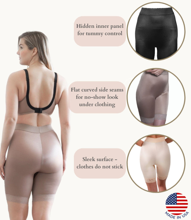 Style 518 | High Waist Light Shaping Bike Short | Satin 4-Way Stretch with Built-In Panty