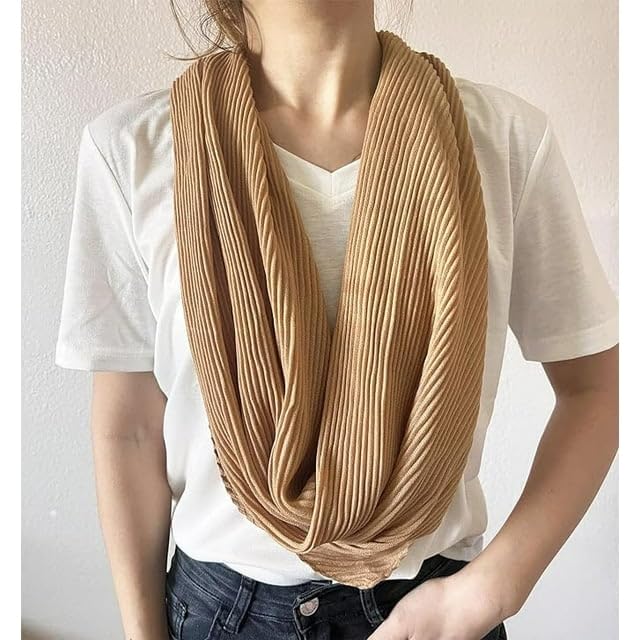 stylesilove Women Crinkle Pleated Square Scarf Solid Color Neckerchief Soft Bandana Small Shawl Neck Wraps for All Season