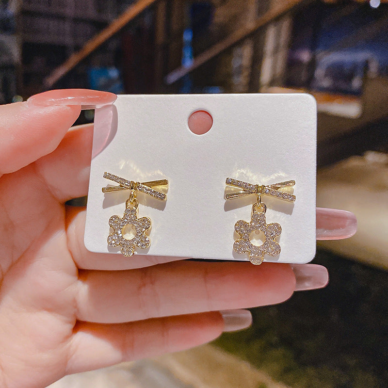 Full Rhinestone Bow Stud Earrings