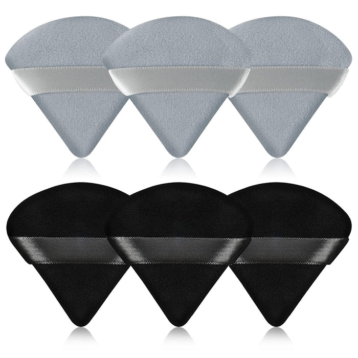 6 Pcs Powder Puff Face Soft Triangle Makeup Puff Velour Makeup Sponge Beauty Blender for Loose Powder (Black)