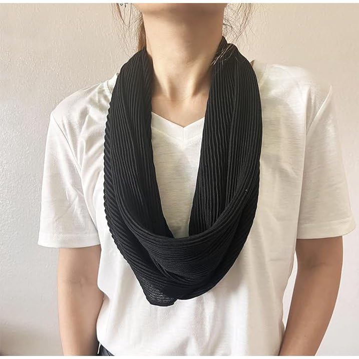 stylesilove Women Crinkle Pleated Square Scarf Solid Color Neckerchief Soft Bandana Small Shawl Neck Wraps for All Season